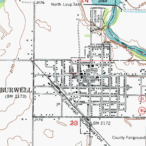 Topographic Map of Burwell Rural Fire District, NE