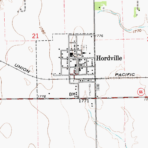 Topographic Map of Hordville Volunteer Fire Department, NE