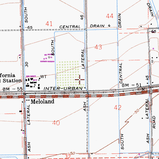 Topographic Map of Ash Lateral Fortysix, CA