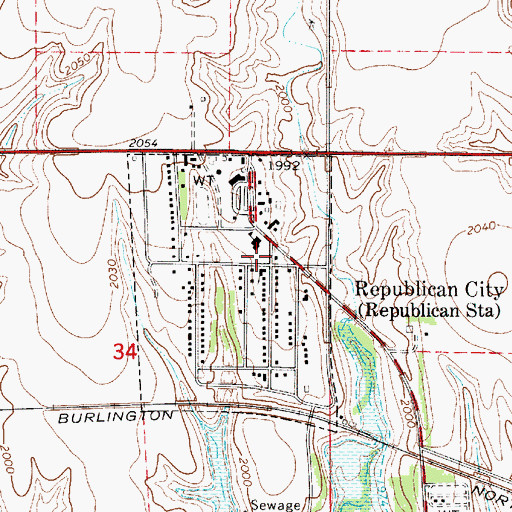 Topographic Map of Republican City Fire and Rescue Department, NE