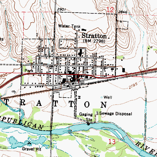 Topographic Map of Stratton Fire Department, NE