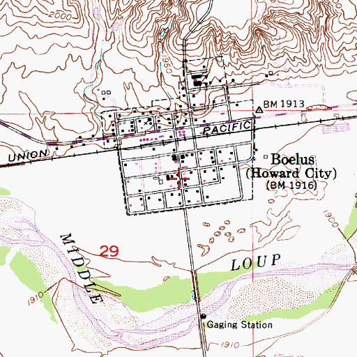 Topographic Map of Boelus Volunteer Fire and Rescue, NE