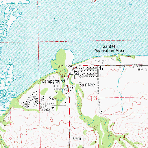 Topographic Map of Santee Volunteer Fire Department, NE