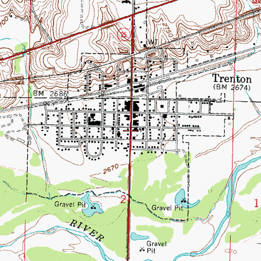 Topographic Map of Trenton Volunteer Fire Department, NE
