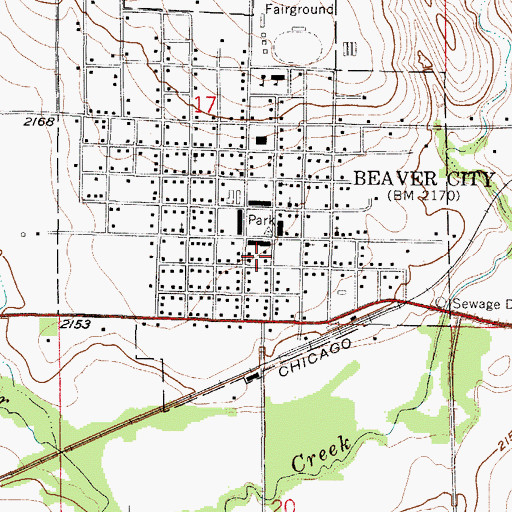 Topographic Map of Beaver City Volunteer Fire Department, NE
