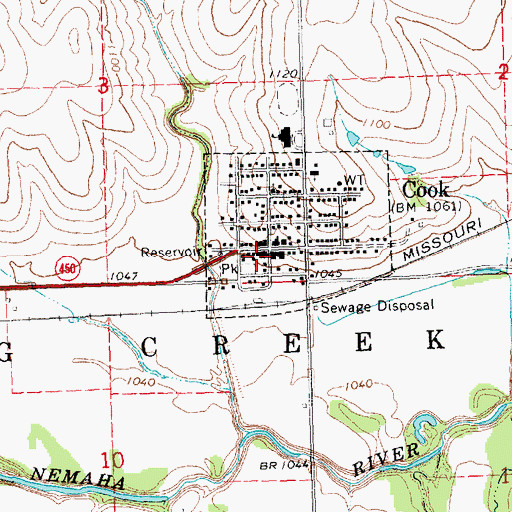 Topographic Map of Cook Rural Fire District, NE