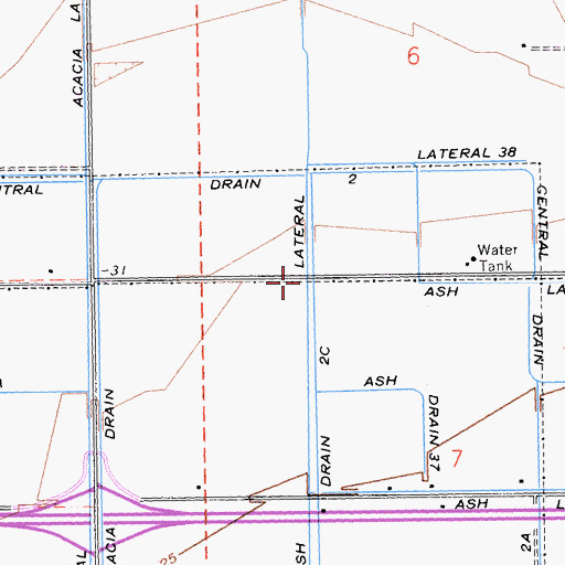 Topographic Map of Ash Lateral Lateral Thirtyeight, CA