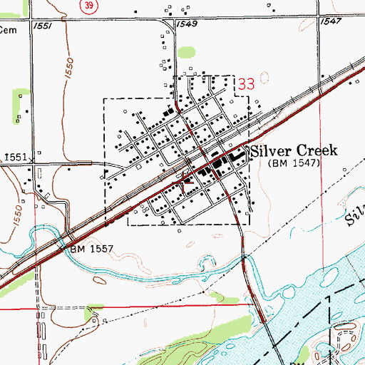 Topographic Map of Silver Creek Volunteer Fire Department, NE
