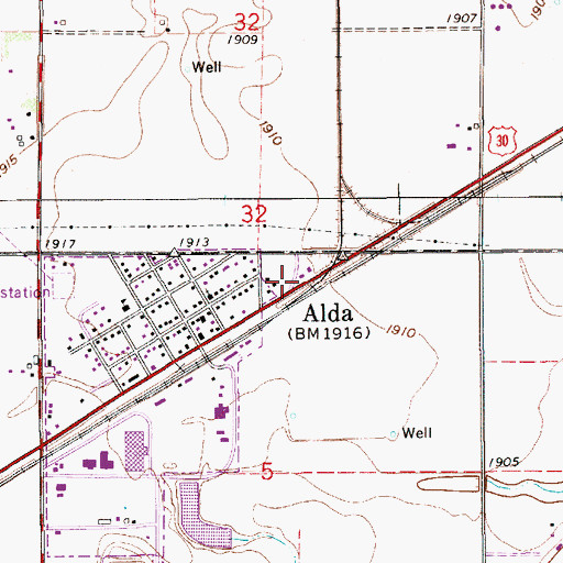 Topographic Map of Alda Volunteer Fire Department Station 2, NE