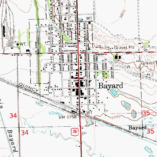 Topographic Map of Bayard Fire and Rescue, NE