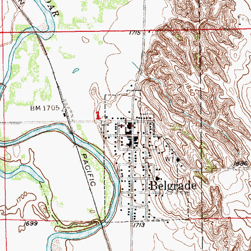 Topographic Map of Belgrade Volunteer Fire Department, NE