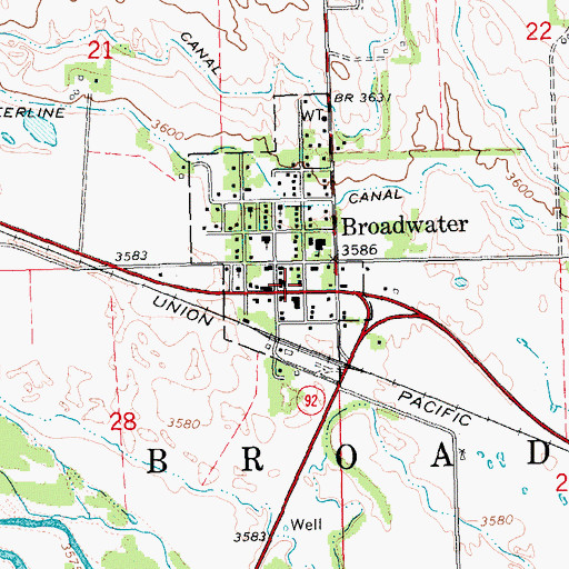Topographic Map of Broadwater Volunteer Fire Department, NE