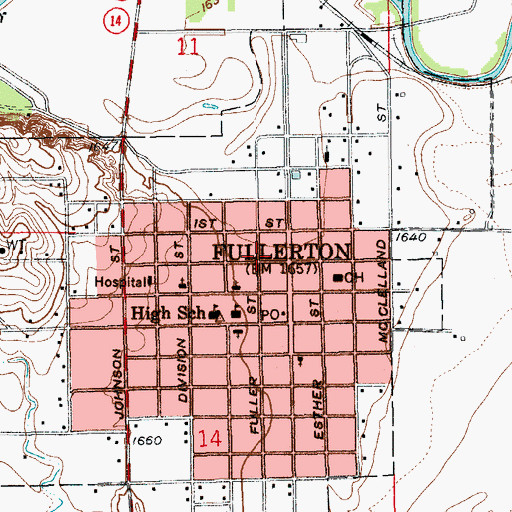 Topographic Map of Fullerton Volunteer Fire Department, NE