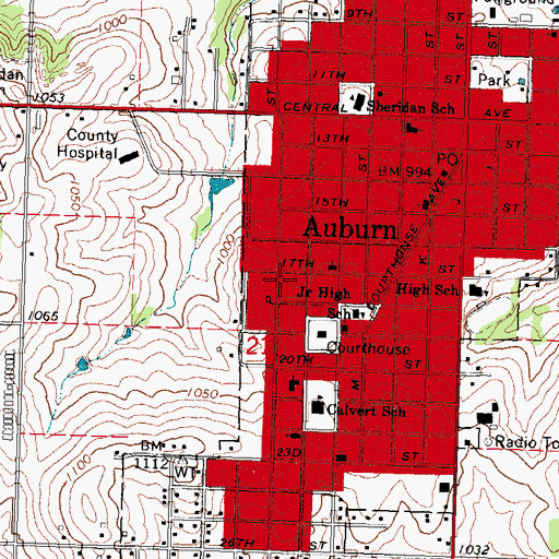 Topographic Map of Auburn Volunteer Fire Department, NE