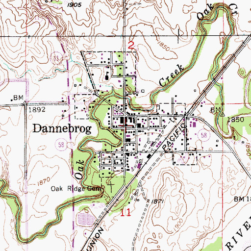 Topographic Map of Dannebrog Volunteer Fire and Rescue, NE
