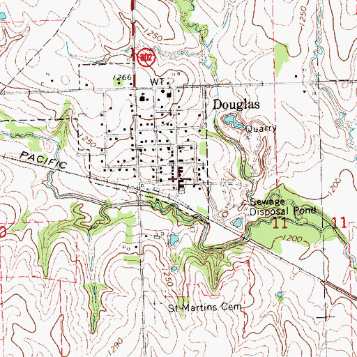 Topographic Map of Douglas Volunteer Fire Department, NE