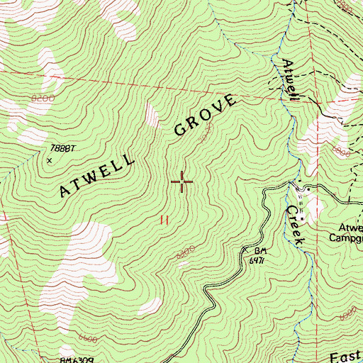 Topographic Map of Atwell Grove, CA