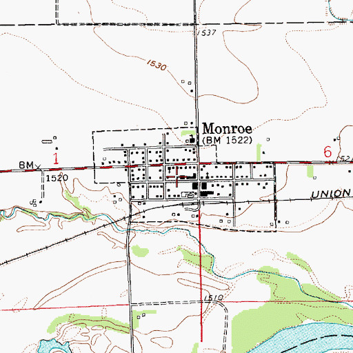 Topographic Map of Monroe Volunteer Fire and Rescue Department, NE