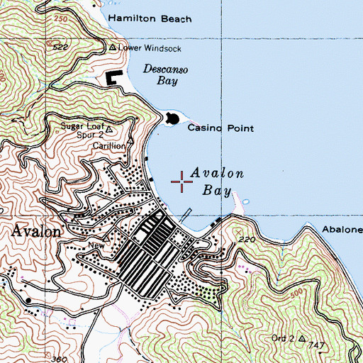 Topographic Map of Avalon Bay, CA