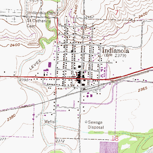 Topographic Map of Indianola Volunteer Fire Department, NE