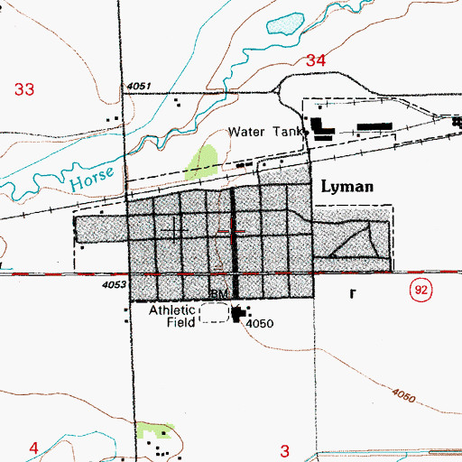 Topographic Map of Lyman Volunteer Fire Department, NE