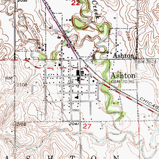 Topographic Map of Ashton Fire and Rescue, NE
