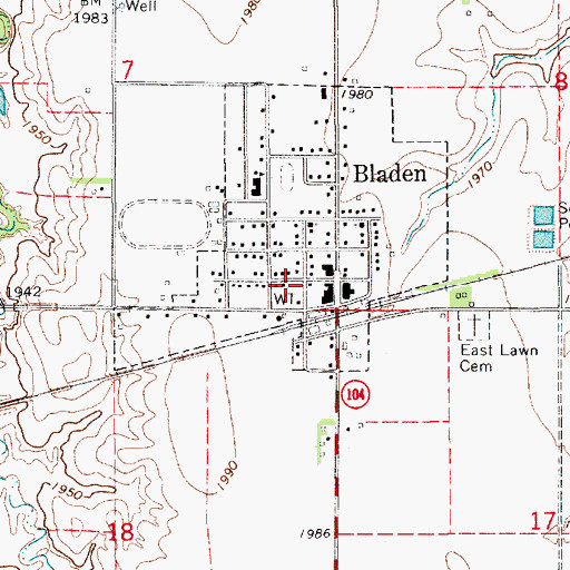 Topographic Map of Bladen Volunteer Fire and Rescue, NE