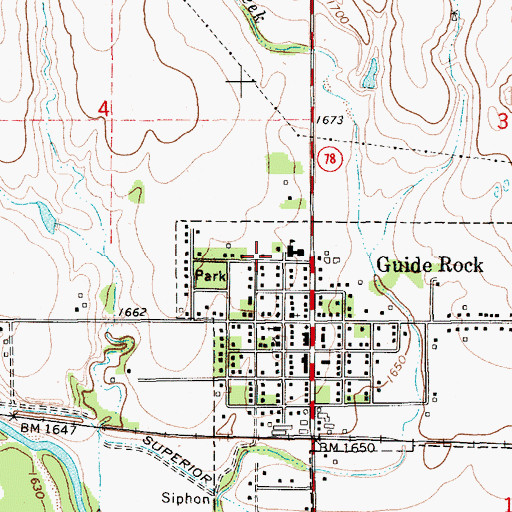 Topographic Map of Guide Rock Volunteer Fire and Rescue, NE