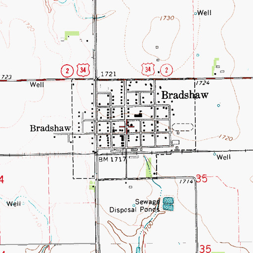 Topographic Map of Bradshaw Rural Fire Department, NE