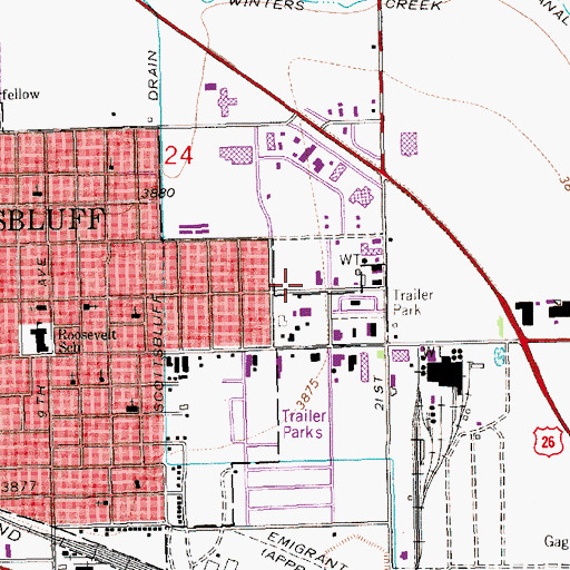 Topographic Map of Scottsbluff Rural Fire Department, NE