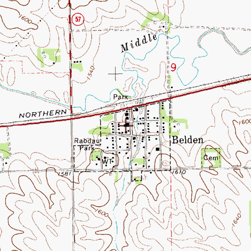 Topographic Map of Belden Volunteer Fire Department, NE