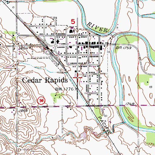 Topographic Map of Cedar Rapids Volunteer Fire Department, NE