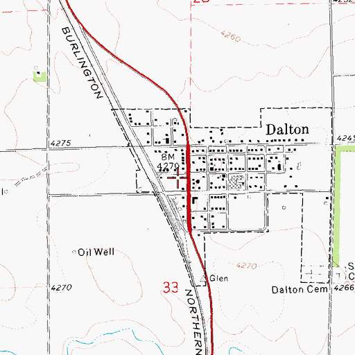 Topographic Map of Dalton Volunteer Fire Department, NE