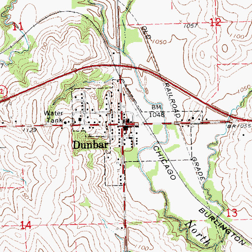 Topographic Map of Dunbar Volunteer Fire Department, NE