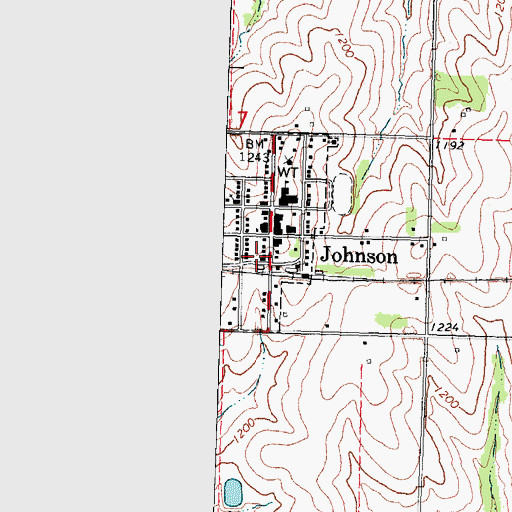 Topographic Map of Johnson Volunteer Fire Department, NE