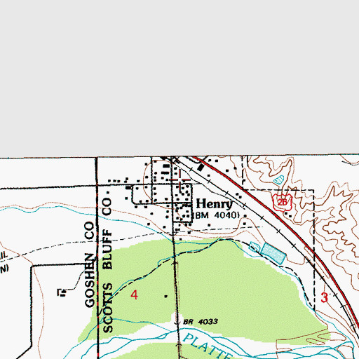Topographic Map of Henry Volunteer Fire Department, NE