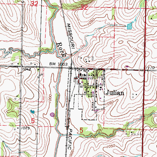 Topographic Map of Julian Volunteer Fire Department, NE