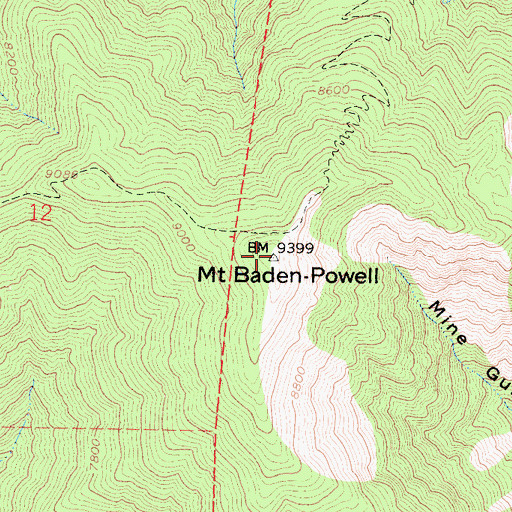 Topographic Map of Mount Baden-Powell, CA
