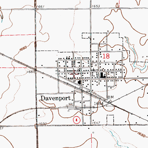 Topographic Map of Davenport Volunteer Fire and Rescue, NE
