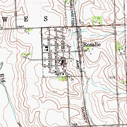 Topographic Map of Rosalie Volunteer Fire Department, NE