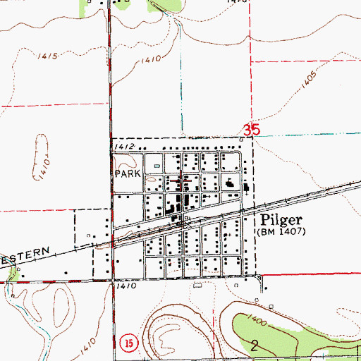 Topographic Map of Pilger Volunteer Fire Department, NE