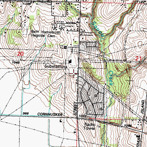Topographic Map of Bellevue Fire Department - District 3 Station, NE