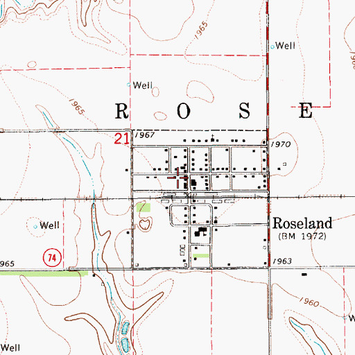 Topographic Map of Roseland Volunteer Fire Department, NE