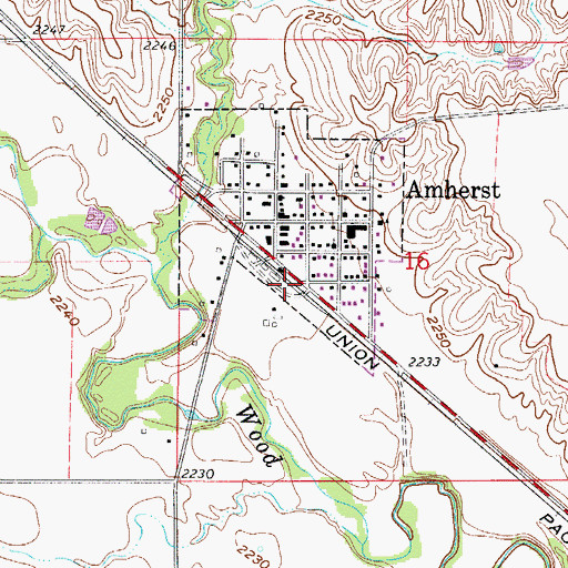 Topographic Map of Amherst Volunteer Fire Department, NE