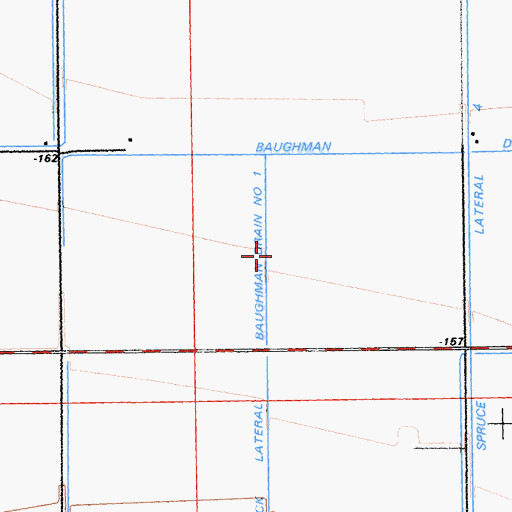 Topographic Map of Baughman Drain Number One, CA