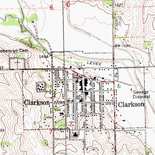 Topographic Map of Clarkson Volunteer Fire Department, NE