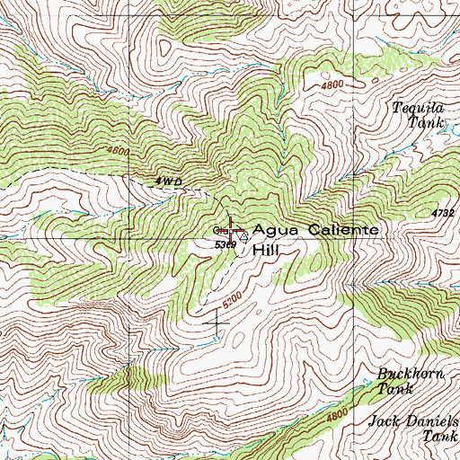 Topographic Map of Agua Caliente Hill, AZ