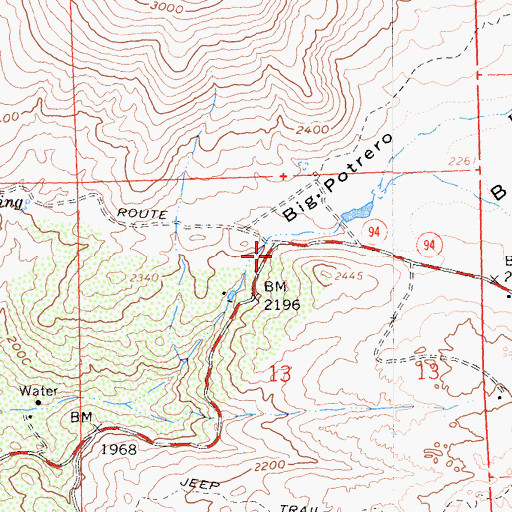 Topographic Map of Big Potrero, CA