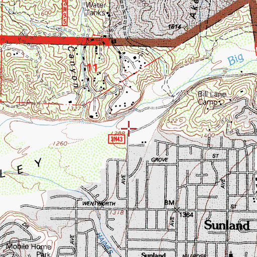 Topographic Map of Big Tujunga Canyon, CA