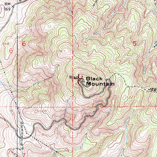 Topographic Map of Black Mountain, CA